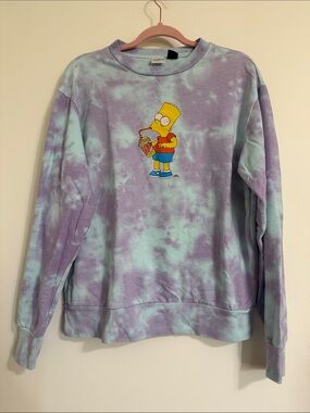 Bart Simpson Tie-Dye Long Sleeve Sweatshirt - Pastel Purple & Mint